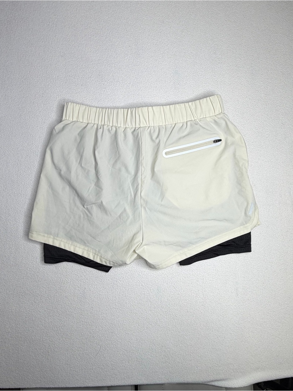 YoungLA Swift 2-in-1Compression Liner Shorts•Cream/Black Mesh Built in Liner - Picture 6 of 9